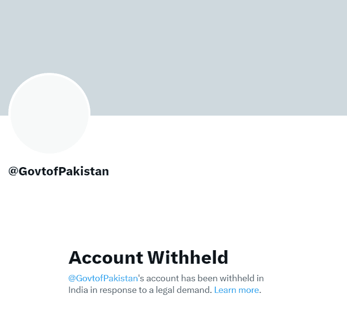 Govt of Pakistan Twitter Account