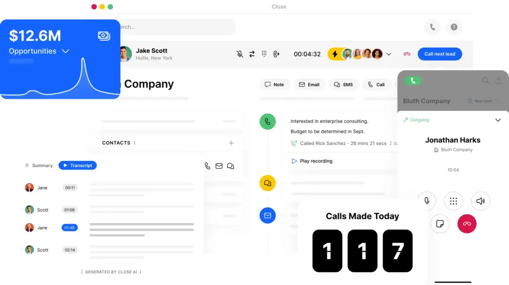 Close CRM Built in Call Interface
