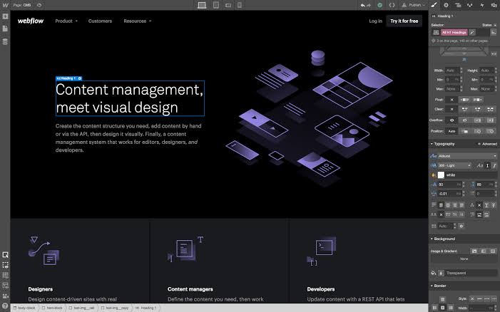 Webflow Visual editor